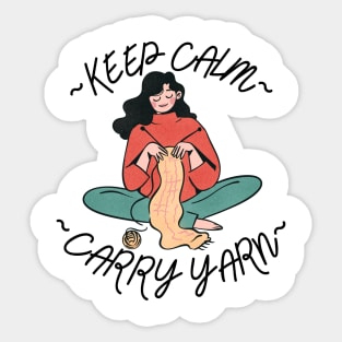 Keep Calm Carry Yarn Funny Sticker